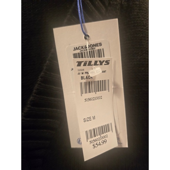 JACK&JONES Mens Black Cotton Knit Cardigan Sweater, Size M Tillys Wardrobe Style - Picture 4 of 5